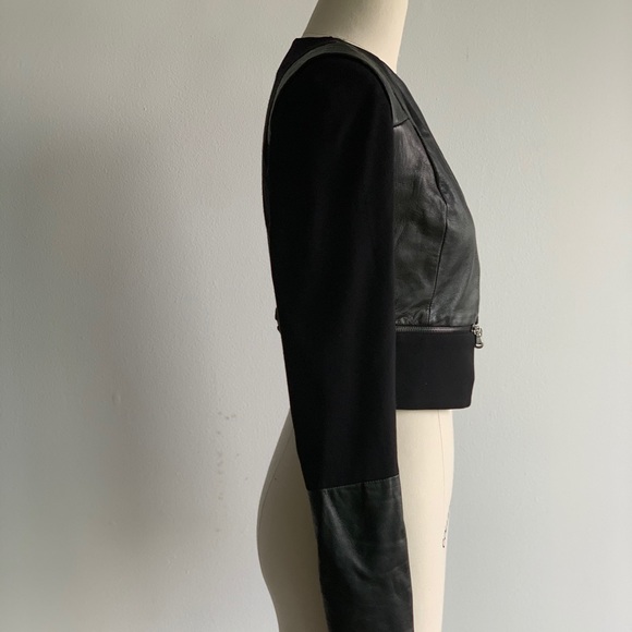 Crop faux stretch leather jacket - Picture 3 of 7